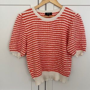Red and ivory striped blouse - medium